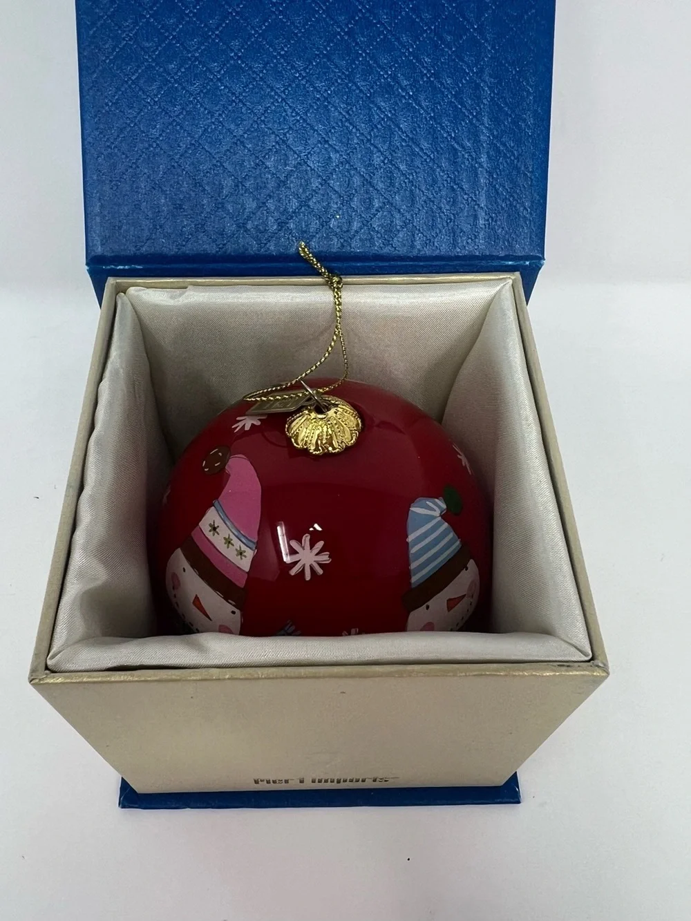 Pier 1 Imports 2017 Christmas Ornament Painted Glass Li Bien Snowman w/Box